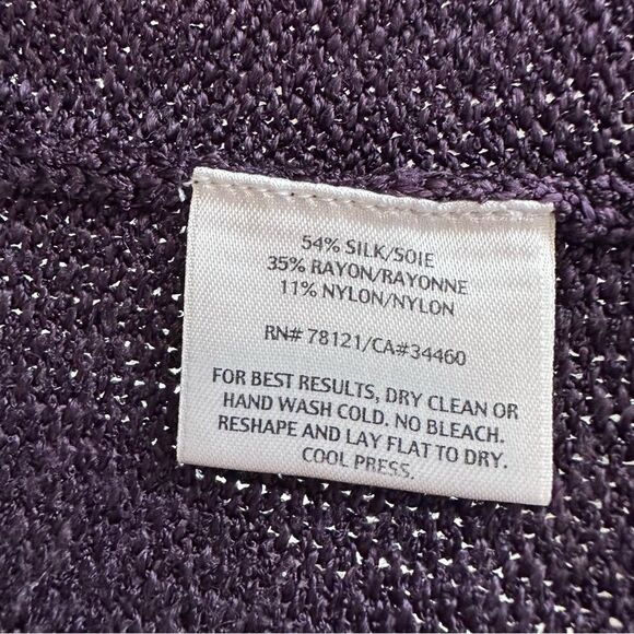 Eileen Fisher Silk Blend Purple Open Cardigan Sweater Size Small - Picture 6 of 6